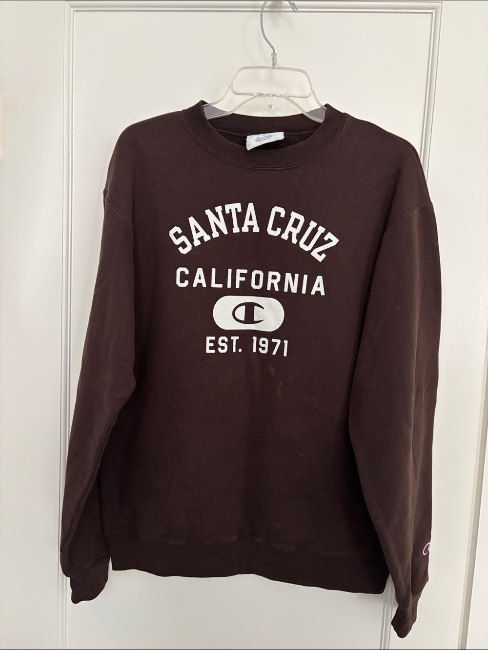 Champion Brown Crewneck with White Santa Cruz Logo